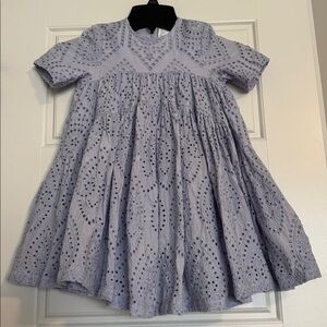 Caroline Bosmans Light Blue Eyelet Puff Sleeve Dress - Size 6 (Fits 4/5)